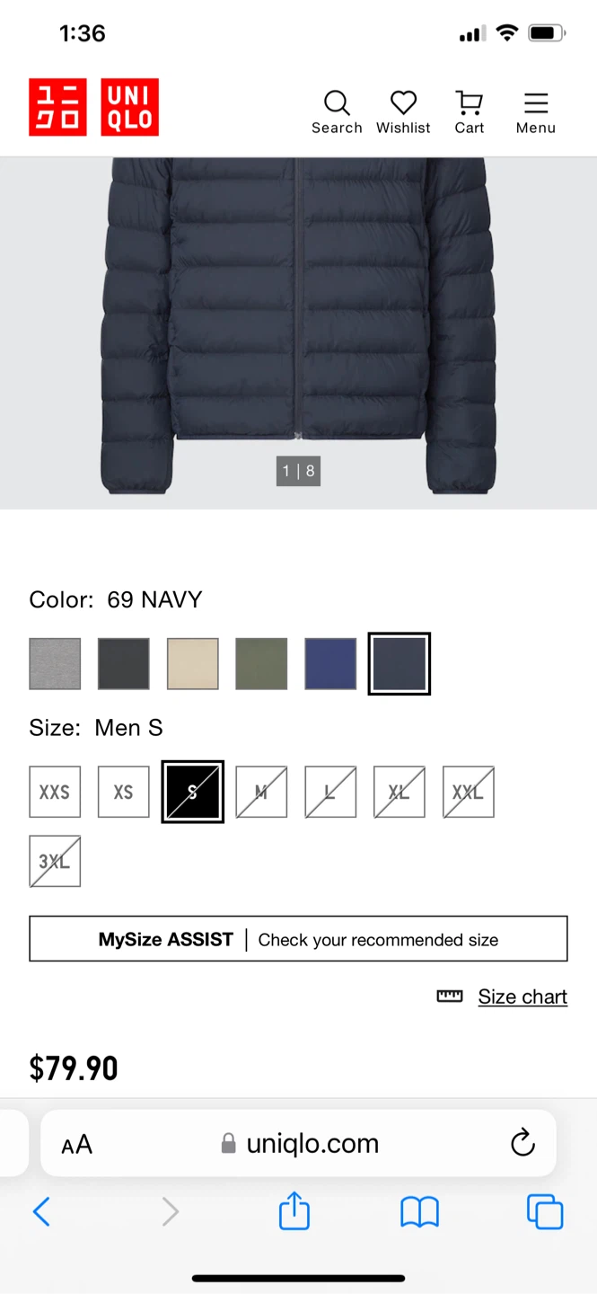 Uniqlo Men's Ultra Light Down Jacket Navy sz M - photo 2