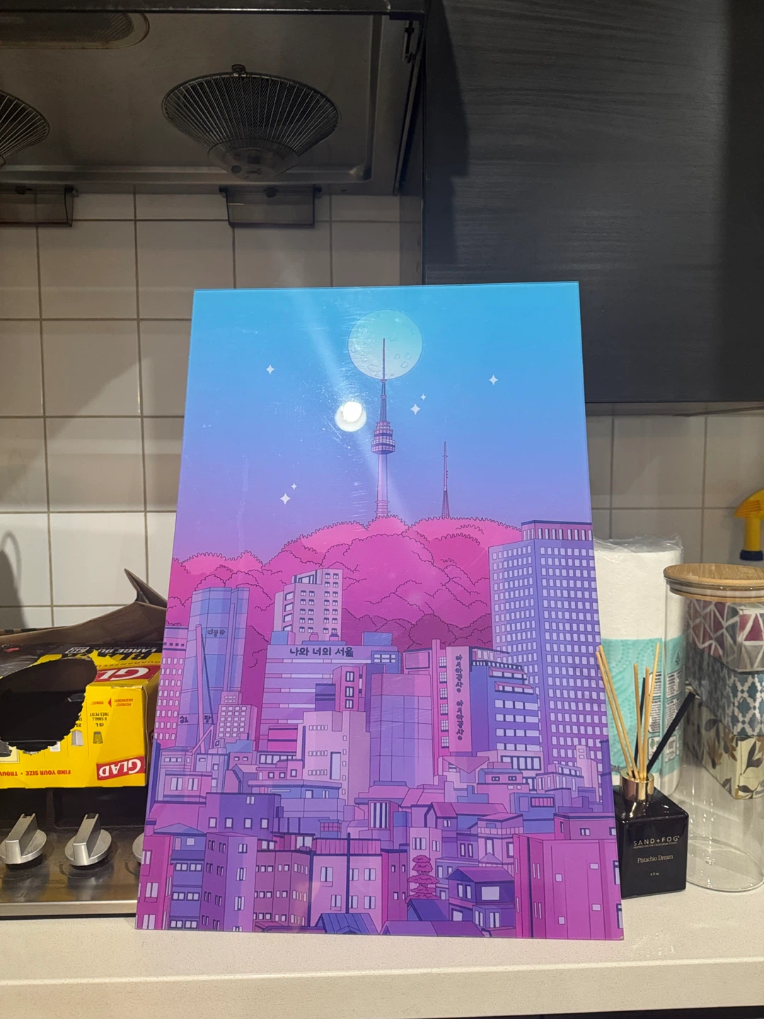 Seoul City Skyline Glass Wall Art