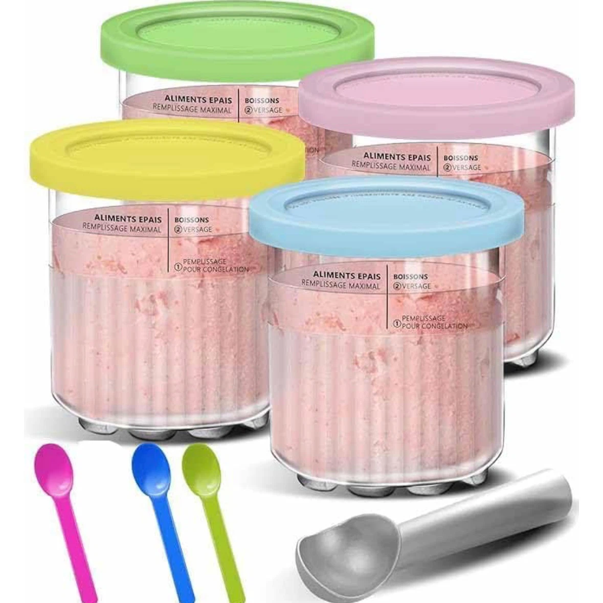 Brand New 4 Pack 24oz Food & Ice Cream Reusable Tubs