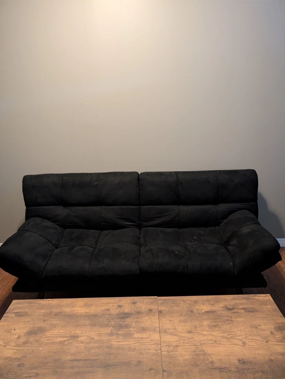 Black Tufted Convertible Futon Sofa