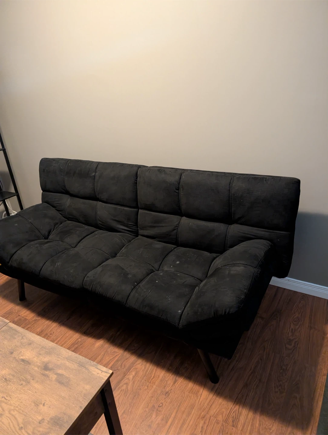 Black Tufted Convertible Futon Sofa - photo 2