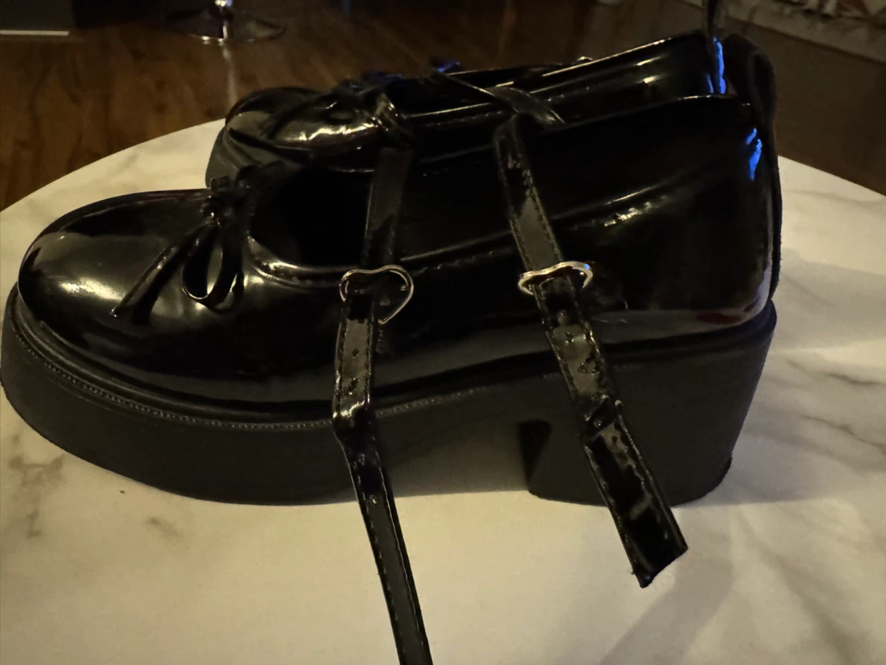 Black Patent Mary Jane Platform Shoes - photo 2