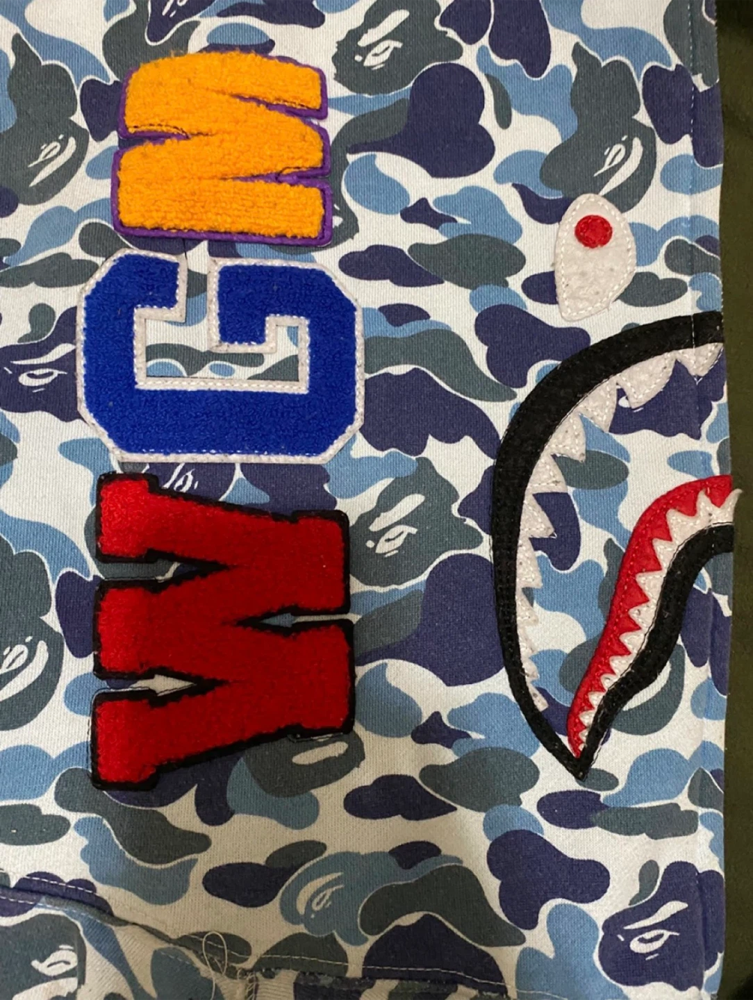 A Bathing Ape Blue Camo Shark Full Zip Hoodie
