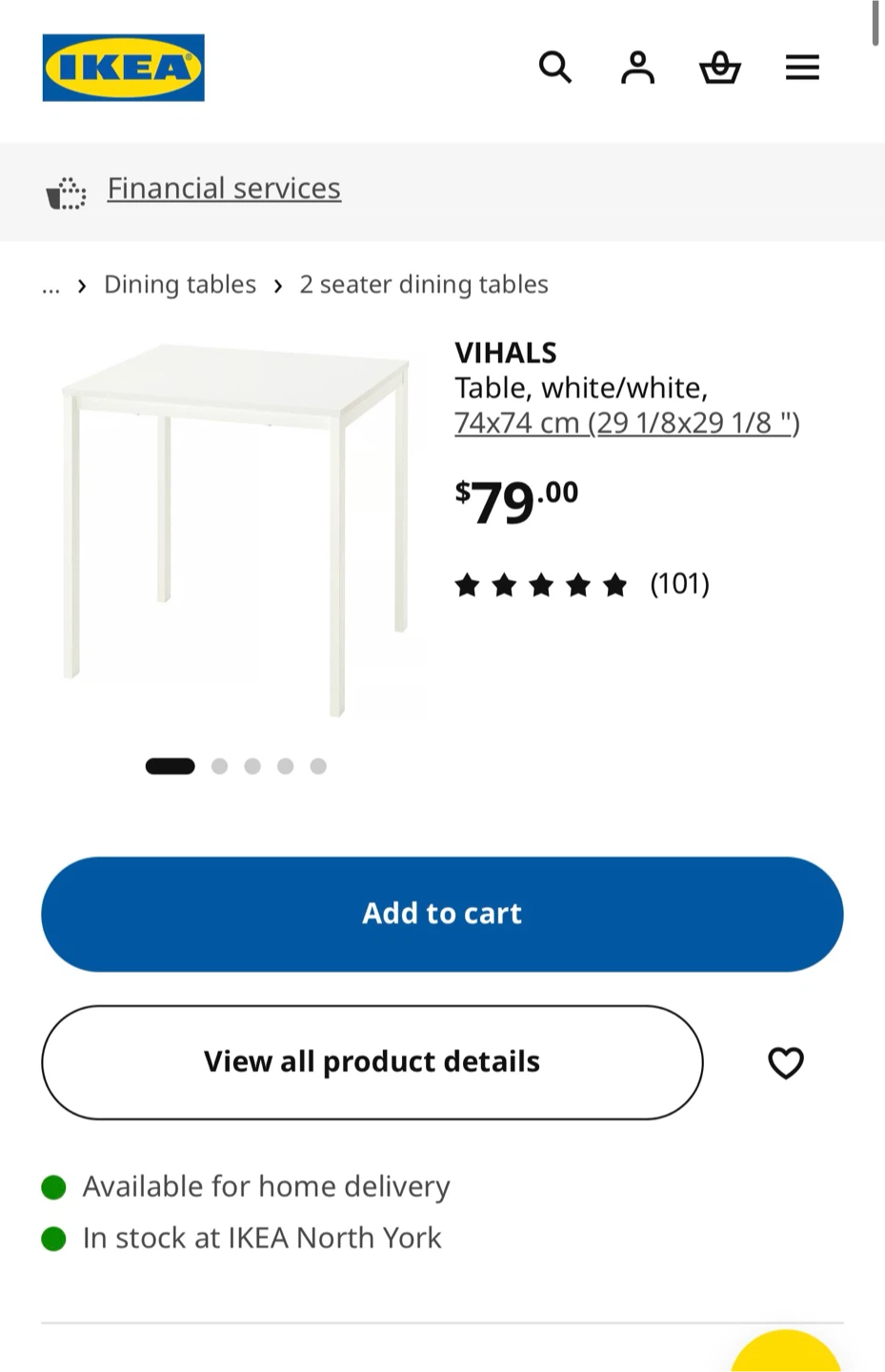IKEA VIHALS white dining table