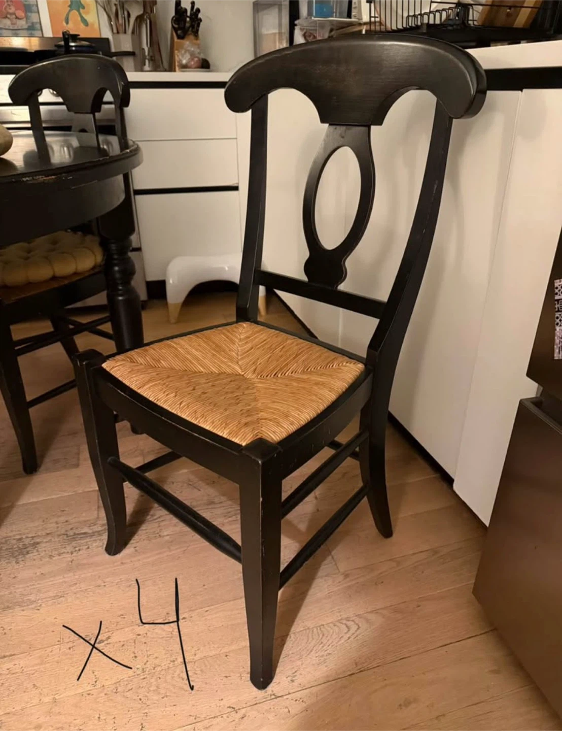 Set of 4 Black Wooden Dining Chairs