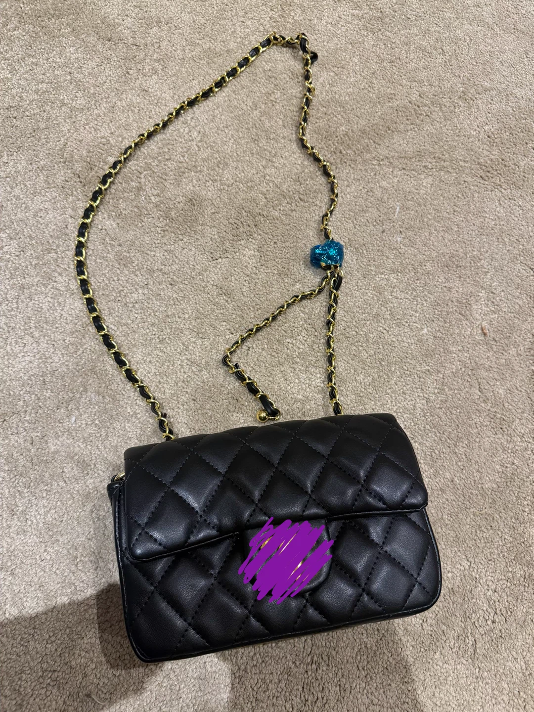 Black Quilted Chain Crossbody Bag