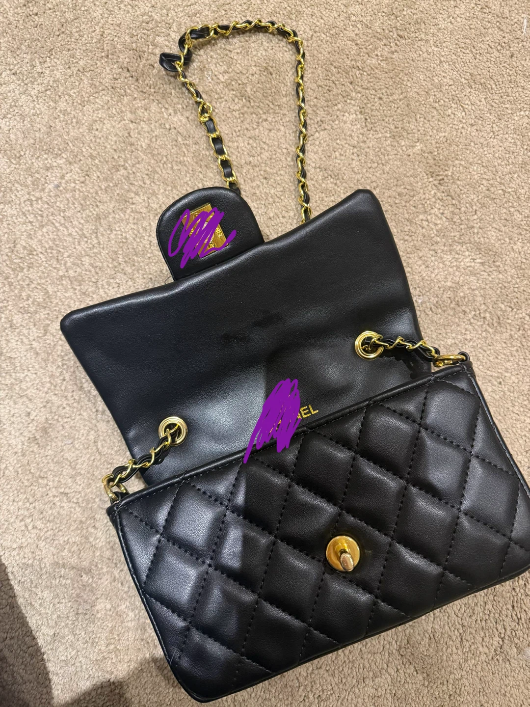 Black Quilted Chain Crossbody Bag - photo 2