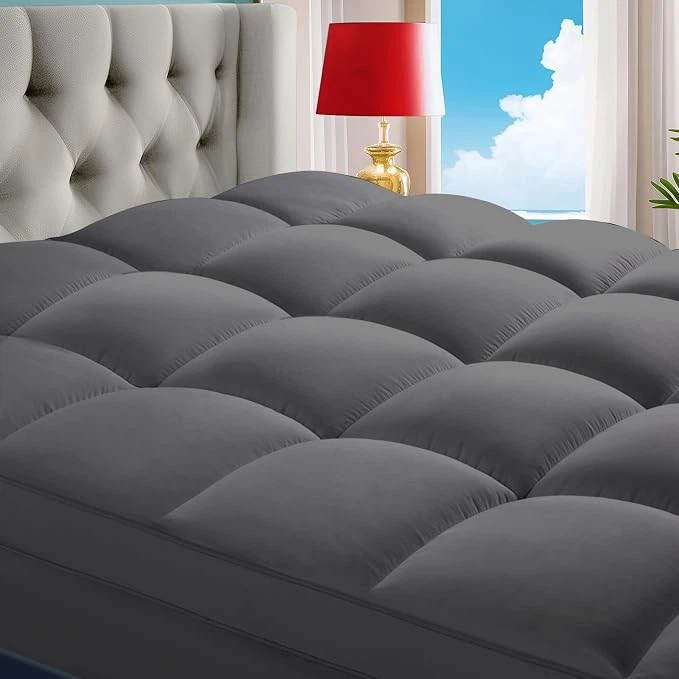Thick Pillow Top Mattress Pad - Grey - Twin XL - Brand New
