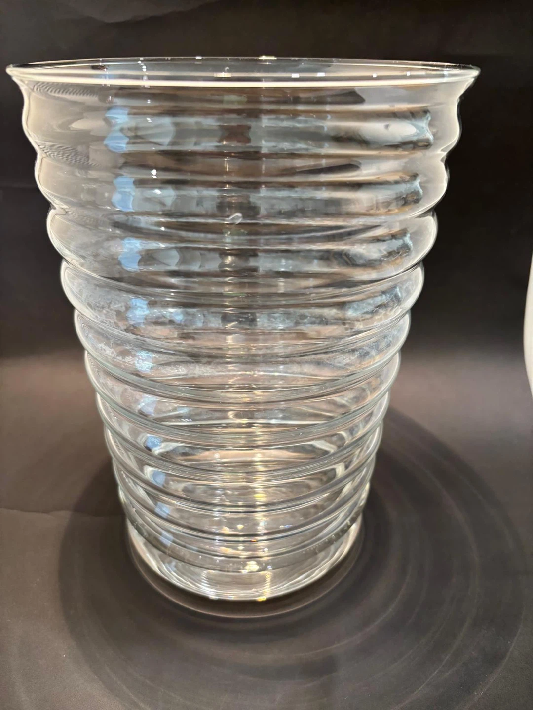 Clear Ribbed Glass Vase