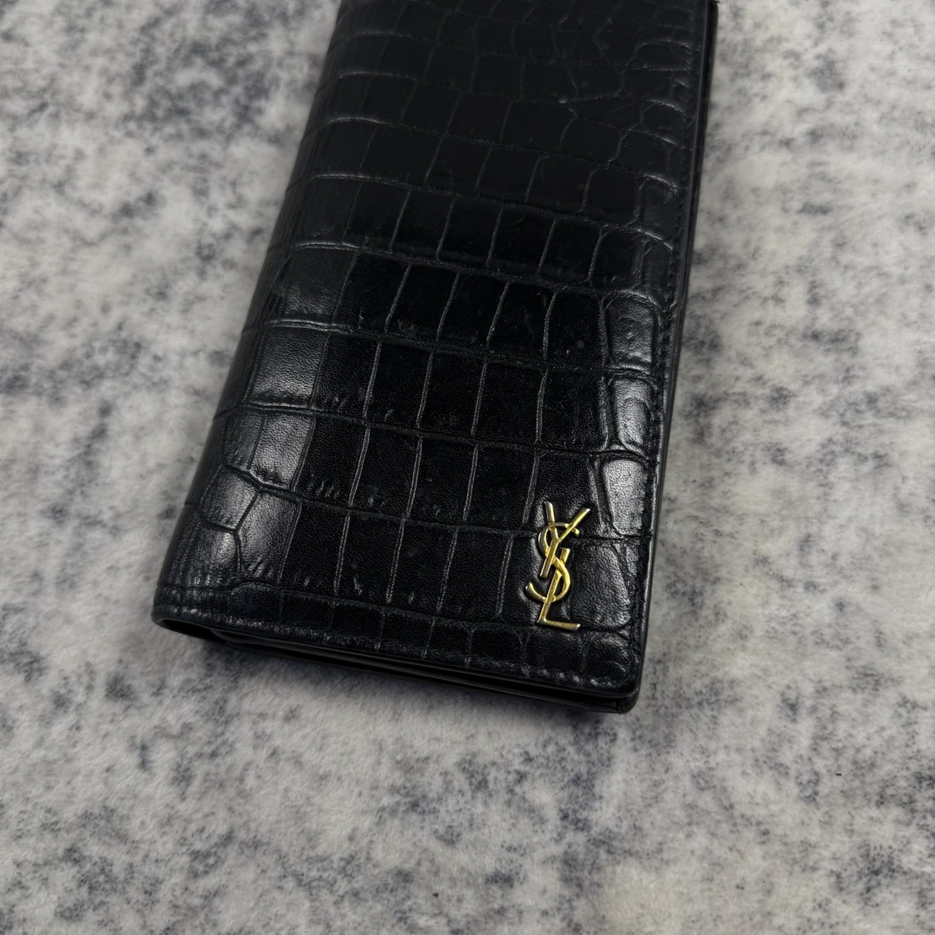 Saint Laurent Croc Embossed Leather Long Wallet - photo 2
