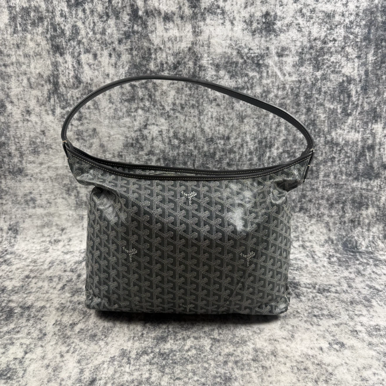 Goyard Grey Goyardine Canvas Hobo Shoulder Bag