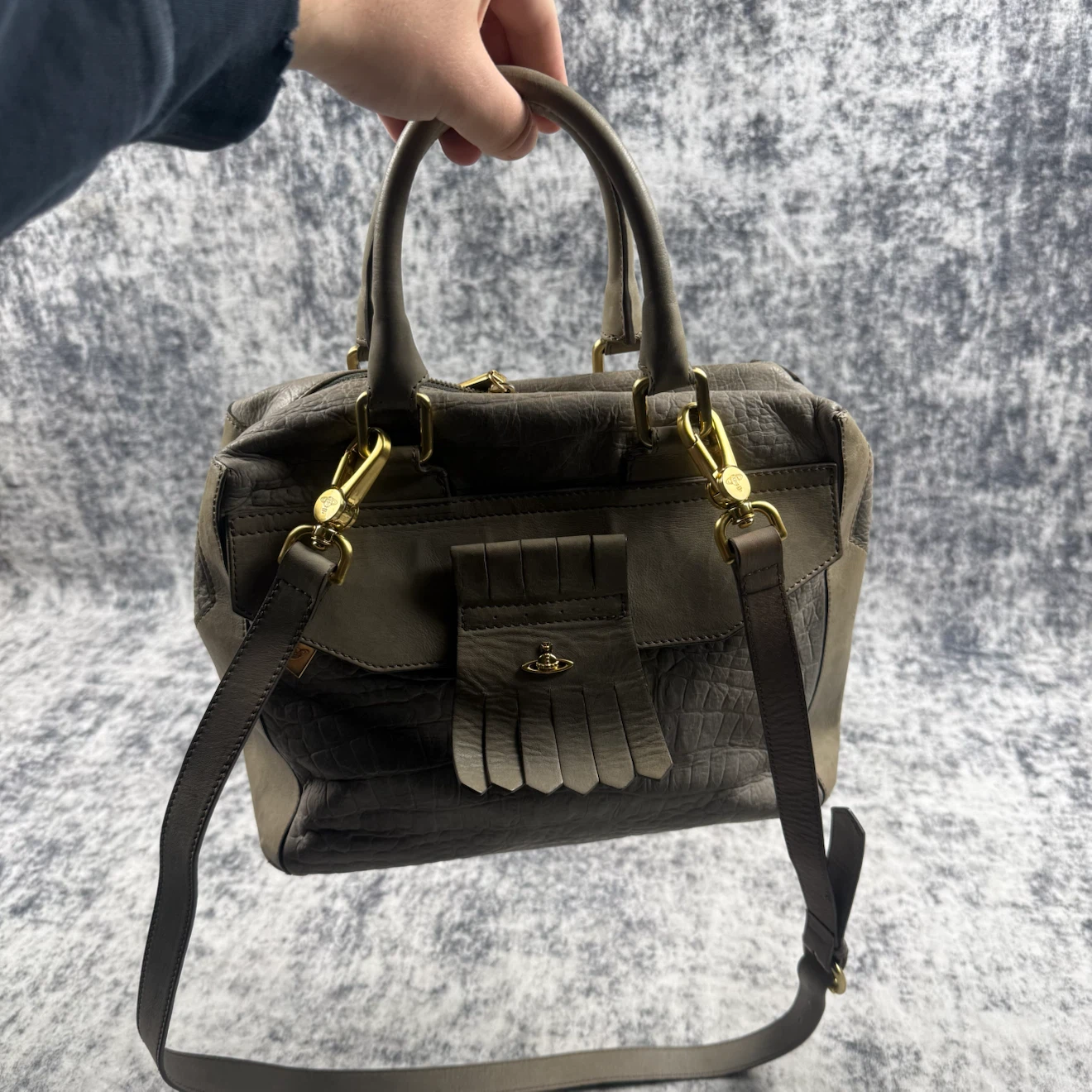 Vivienne Westwood Croc-Embossed Leather 2-Way Handbag - photo 3