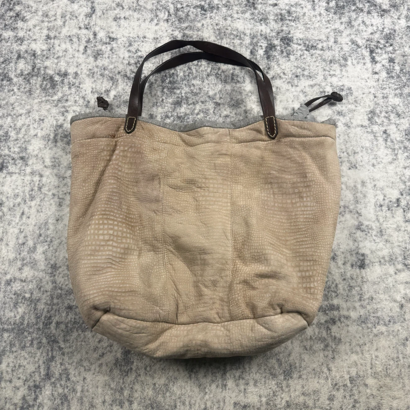 Brunello Cucinelli Beige Croc Embossed Leather Tote Bag - photo 4