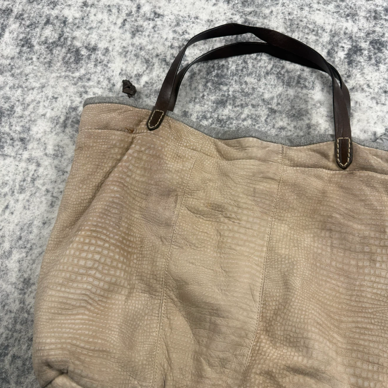 Brunello Cucinelli Beige Croc Embossed Leather Tote Bag - photo 5
