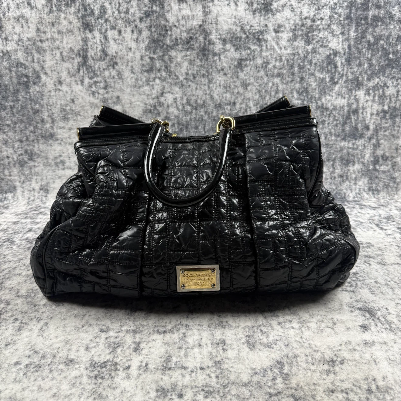 Dolce & Gabbana Miss Lexington Quilted Patent Nylon Tote Bag