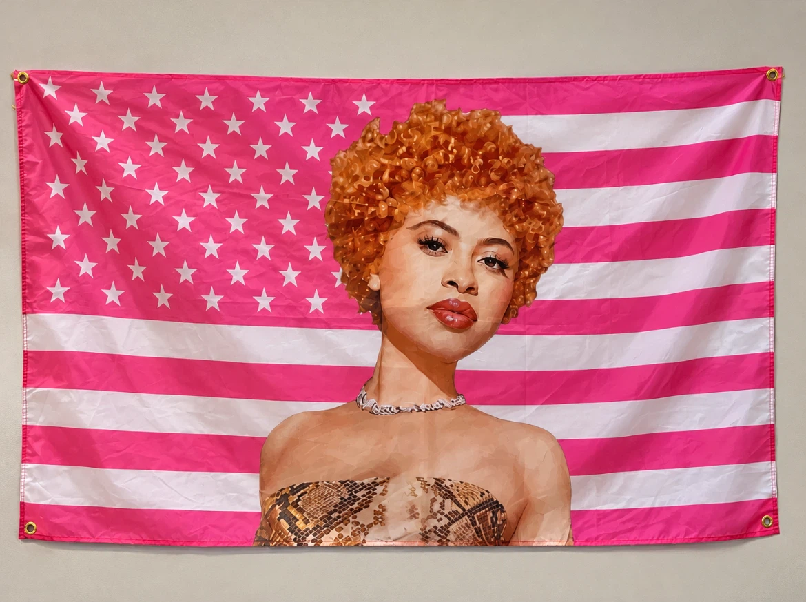 Ice Spice Pink American Flag Wall Tapestry