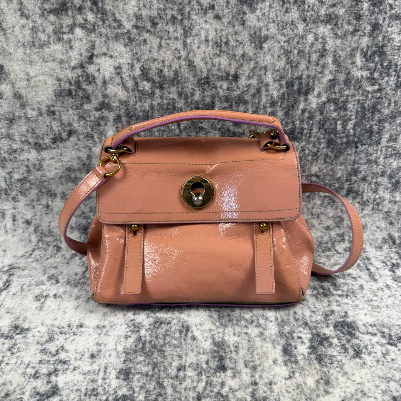 Vintage Yves Saint Laurent Muse Two Pink Patent Leather Bag