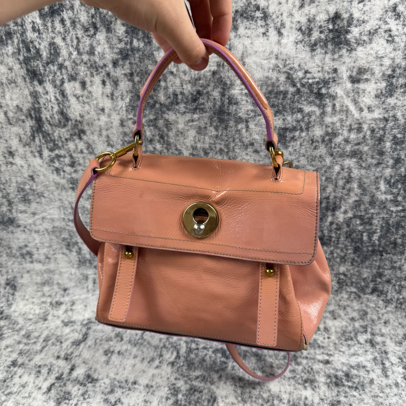 Vintage Yves Saint Laurent Muse Two Pink Patent Leather Bag - photo 2