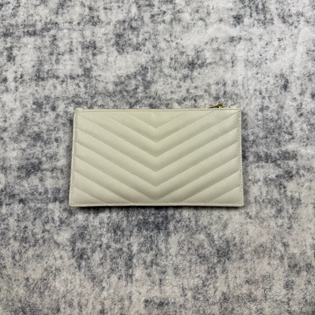 Saint Laurent YSL Cassandre Chevron Quilted Leather Zip Pouch - photo 3