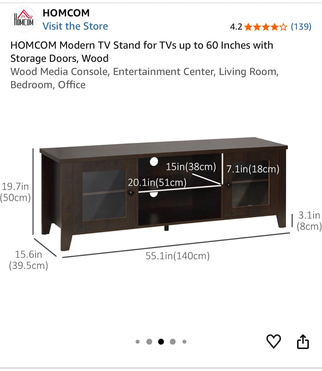 HOMCOM Modern TV Stand - media unit - photo 2