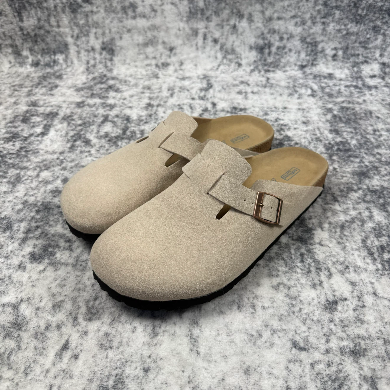 Birkenstock Boston Soft Footbed Suede Leather Taupe Clogs