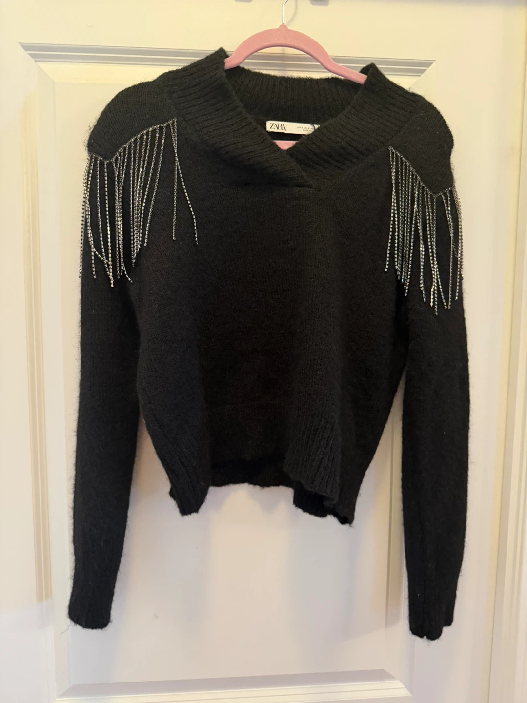 Zara Special Edition  Mohair Rhinestone Fringe Sweater Small - photo 4