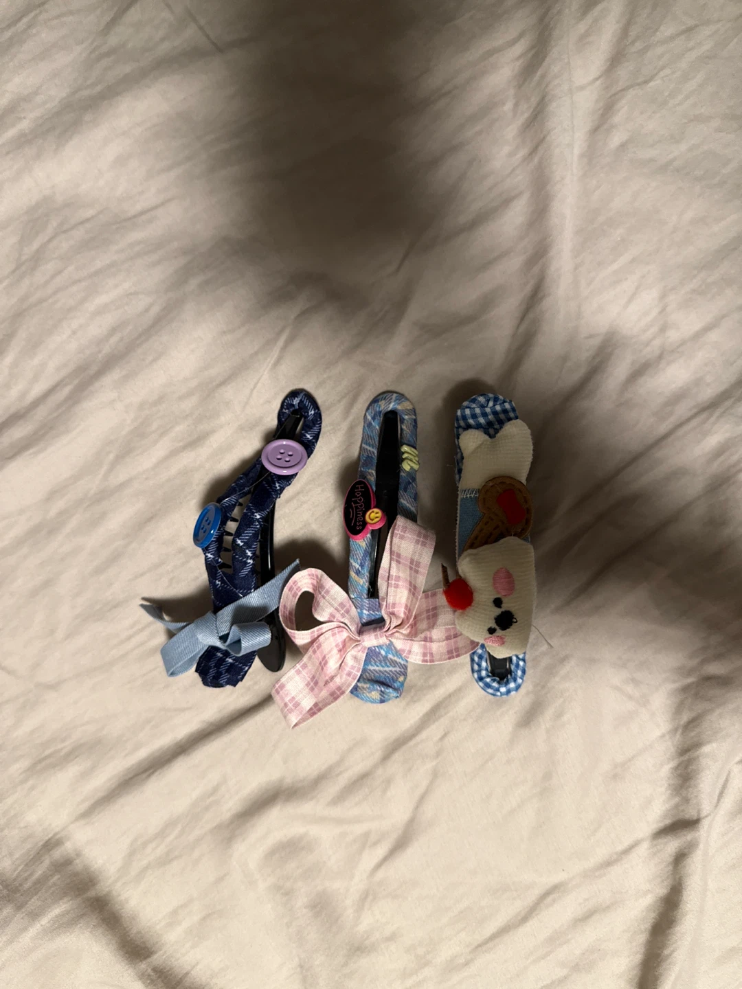 Set of 3 Fabric Decorated Hair Clips
