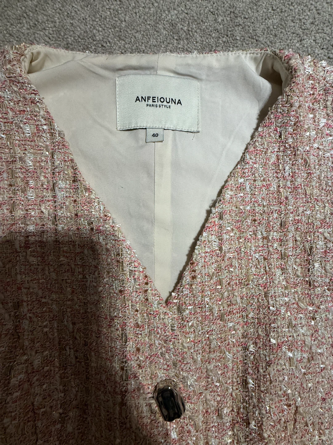 ANFEIOUNA Pink Tweed Vest Size 40 - photo 4