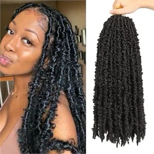Xtrend 20in Black Butterfly Locs Crochet, Pre-looped Faux Locs