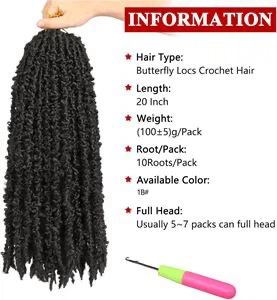 Xtrend 20in Black Butterfly Locs Crochet, Pre-looped Faux Locs - photo 2