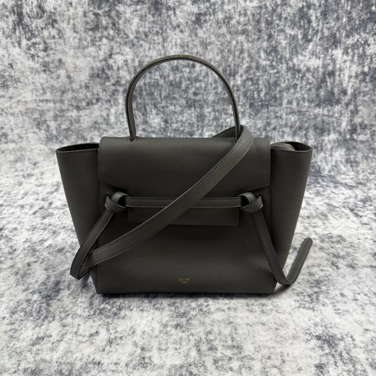 Celine Micro Belt Bag in Grey Grained Calfskin