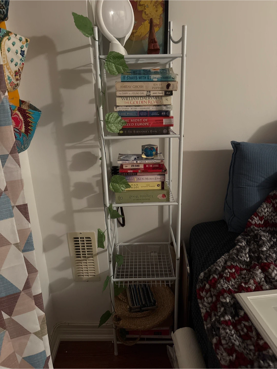 White Metal Standing Storage Shelf