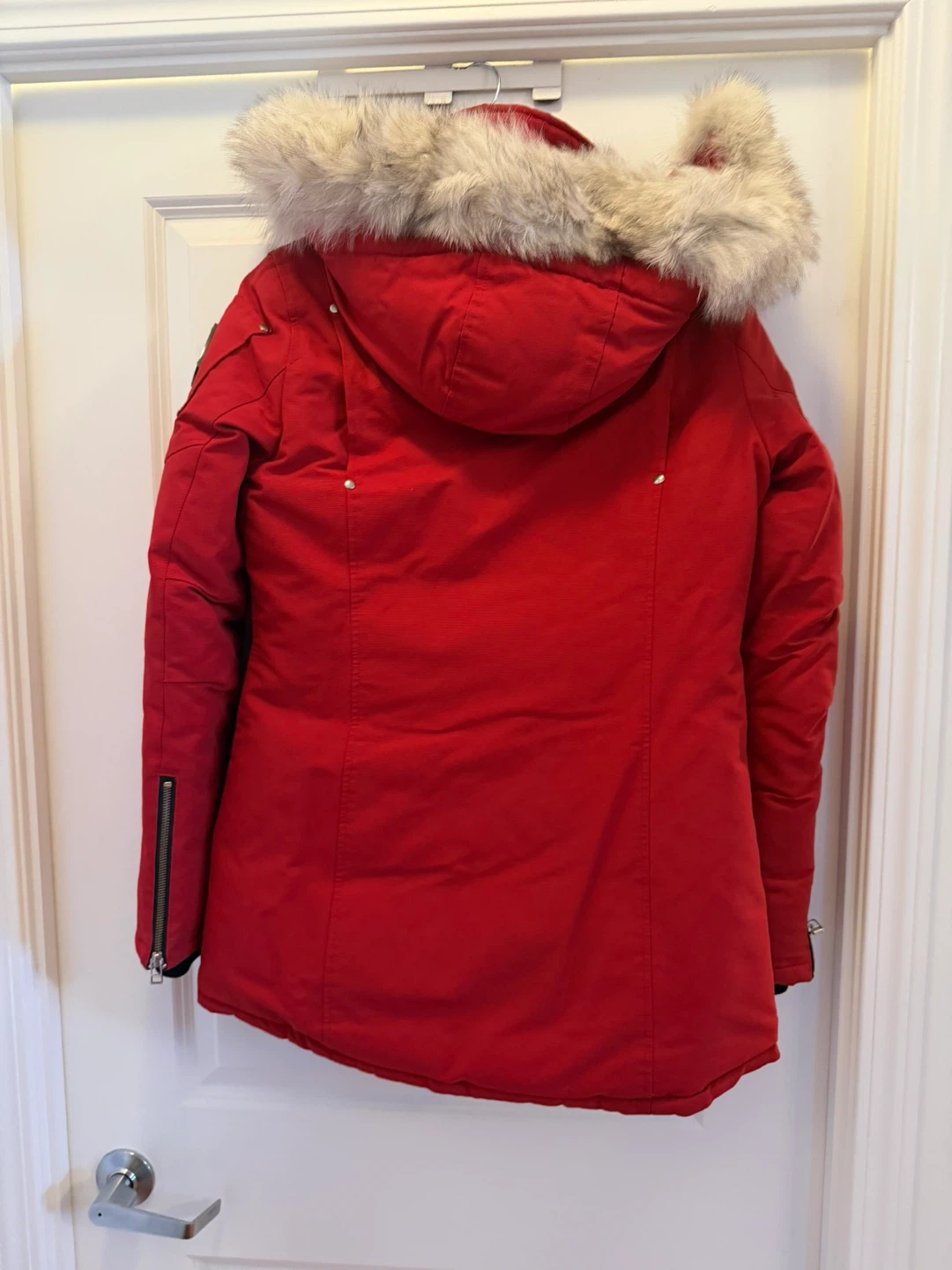 Moose Knuckles Red Down Filled Genuine Fur Hooded Parka Medium - photo 2