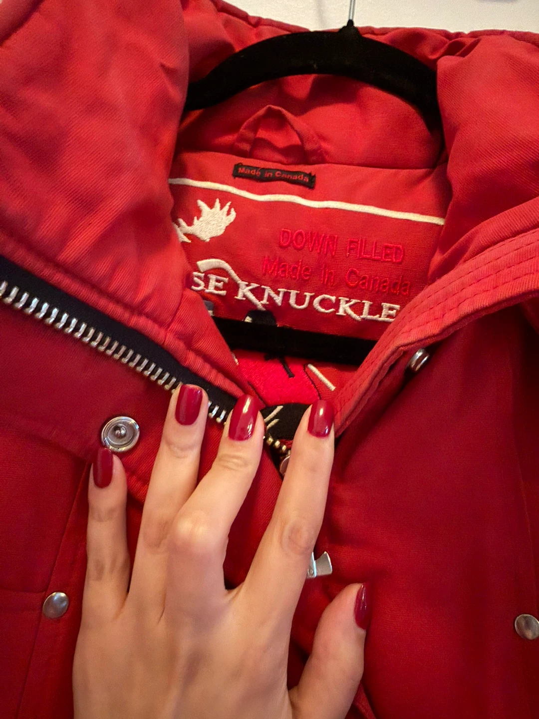 Moose Knuckles Red Down Filled Genuine Fur Hooded Parka Medium - photo 3