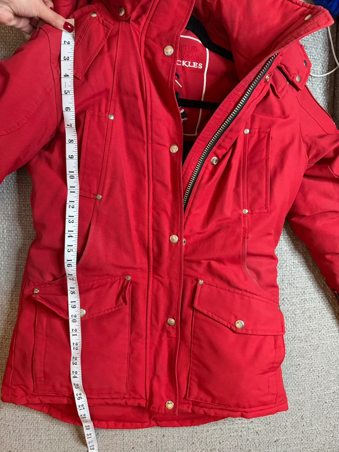 Moose Knuckles Red Down Filled Genuine Fur Hooded Parka Medium - photo 5