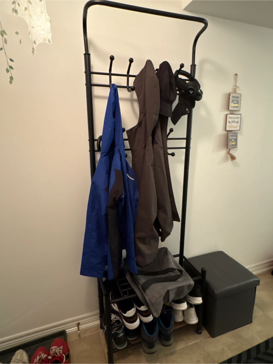 Metal Coat Rack with Shoe Storage