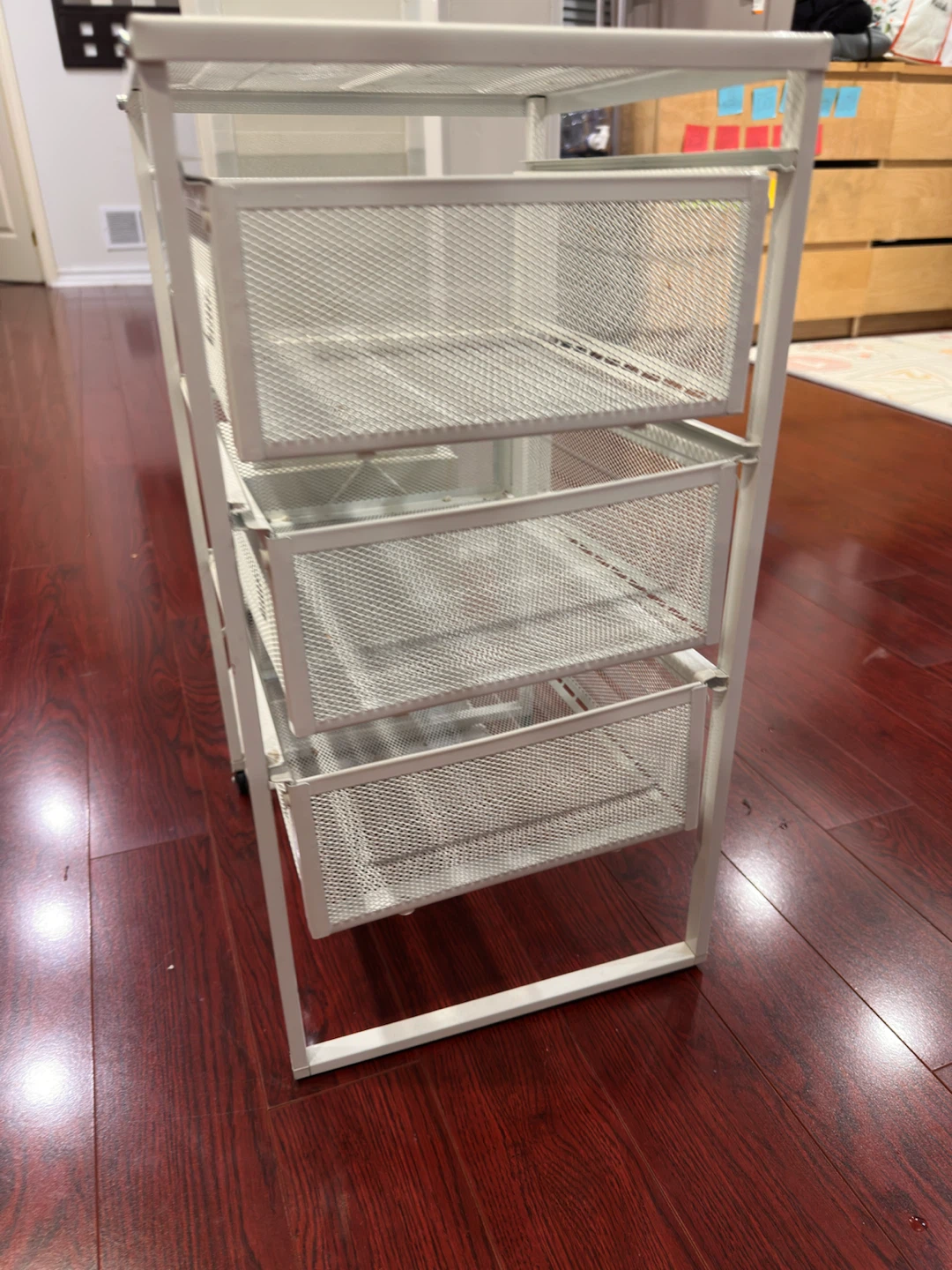White Metal Mesh 3-Drawer Storage Unit