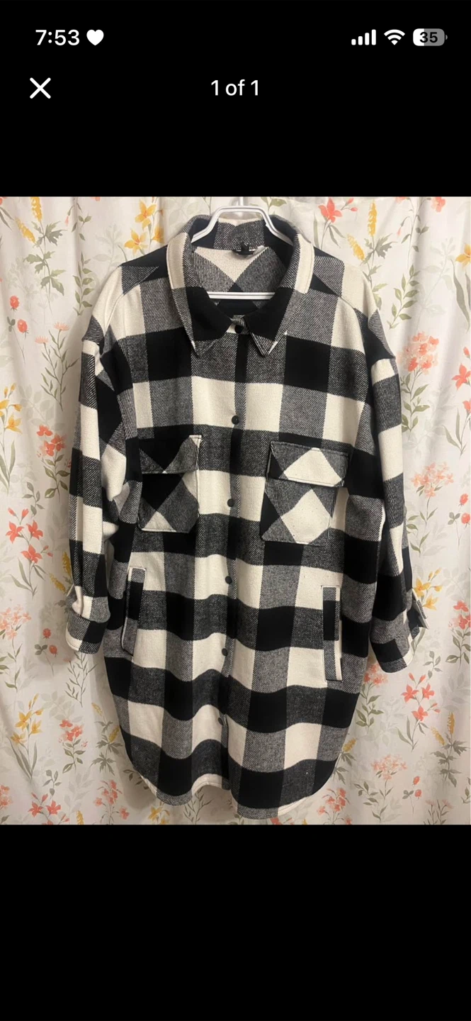 H&M Black and White Plaid Shacket