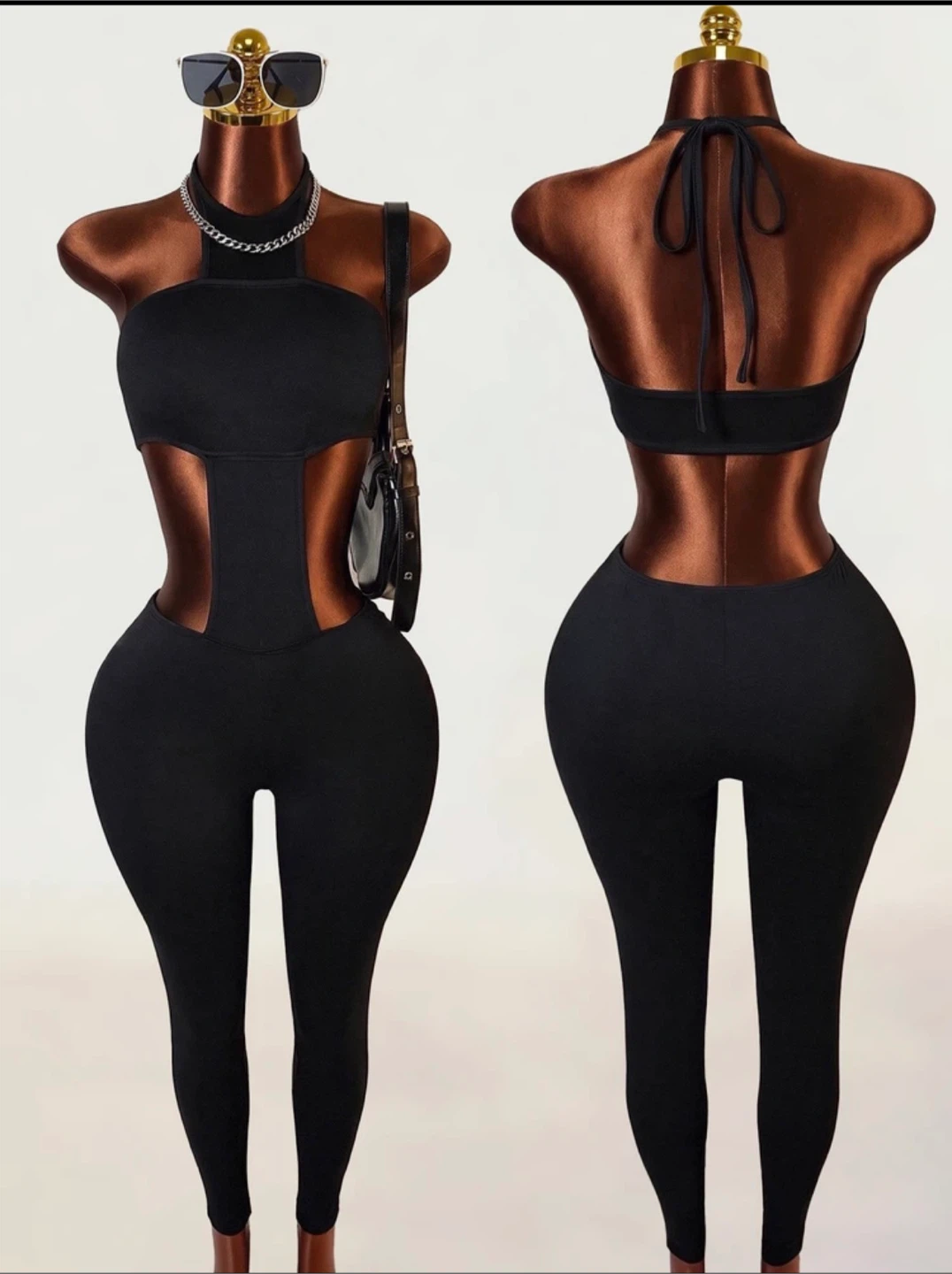 Black Cutout Halter Jumpsuit