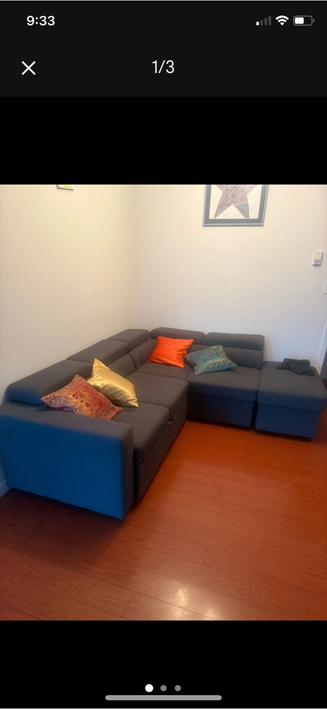 Dark Grey Sectional Sofa with Storage - photo 3