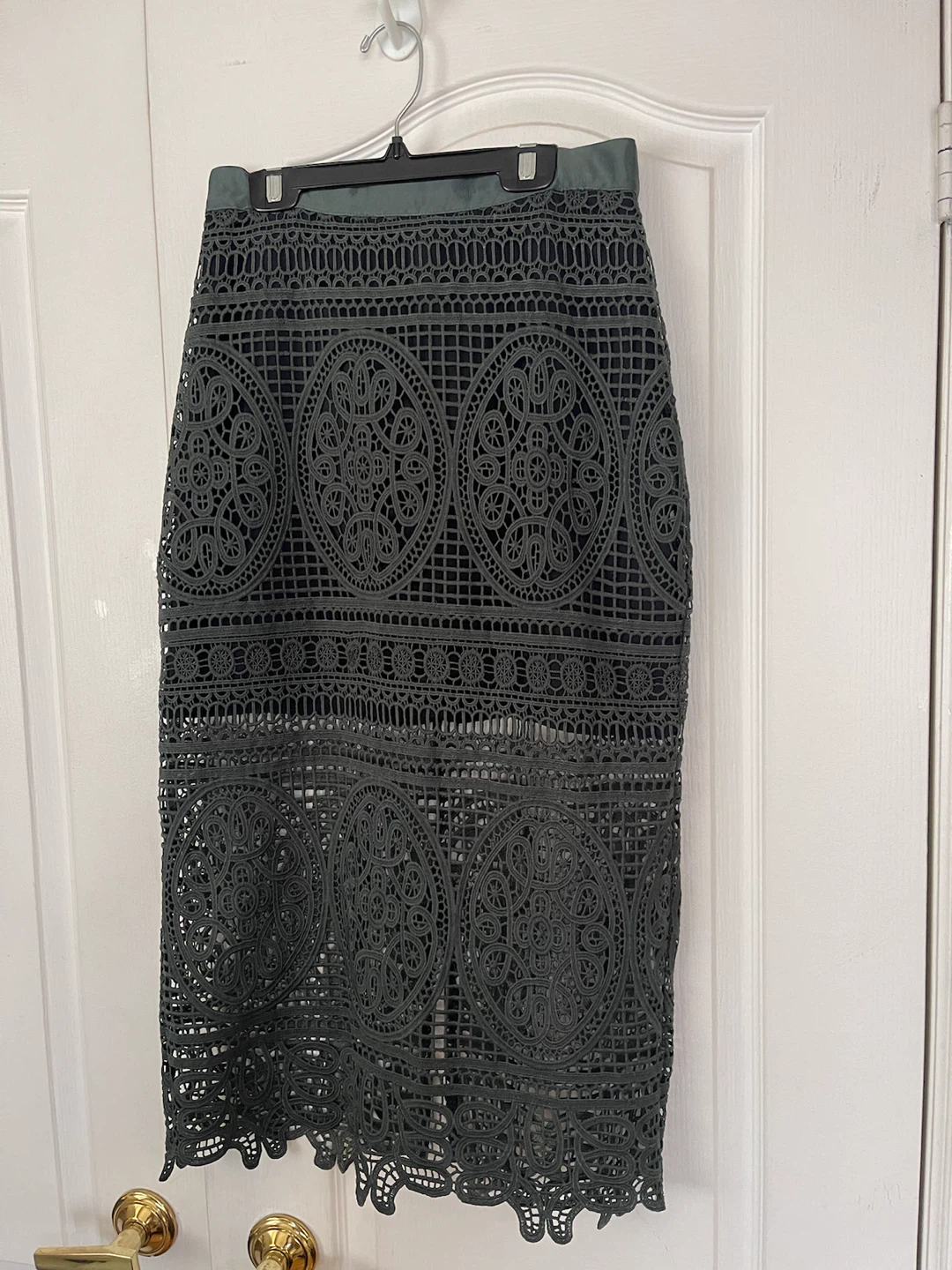 Topshop Dark Green Lace Pencil Skirt - photo 2