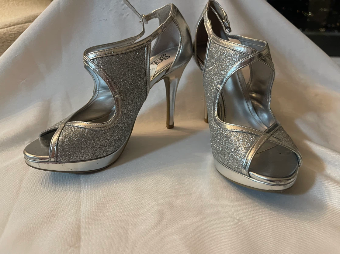 Brash Silver Glitter Heels