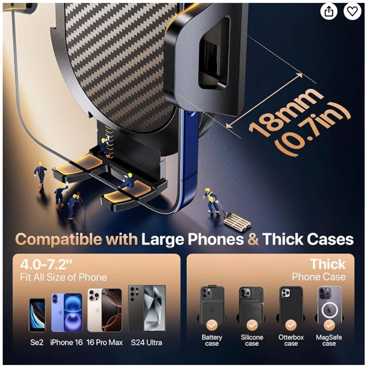 Car Phone Mount with suction cup & vent hook - photo 5