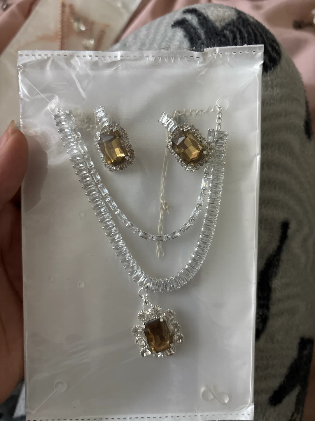 Crystal Necklace and Earring Jewelry Set