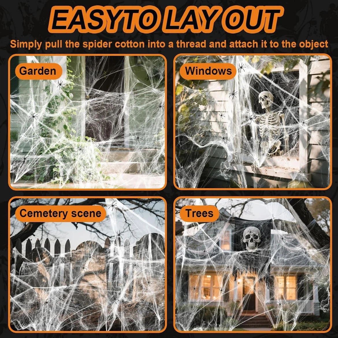 Brand New Halloween Stretch Spider Webs Decor - photo 4