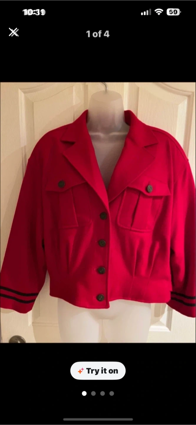 Liz Wear Red Virgin Wool Blend Jacket