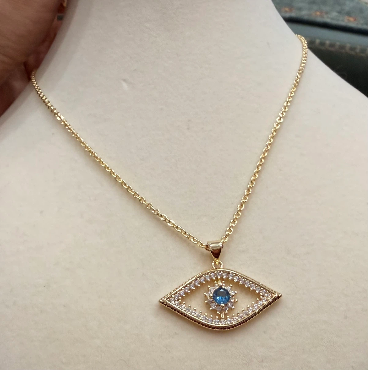 Gold-Tone Evil Eye Necklace and Bangle Set - photo 4