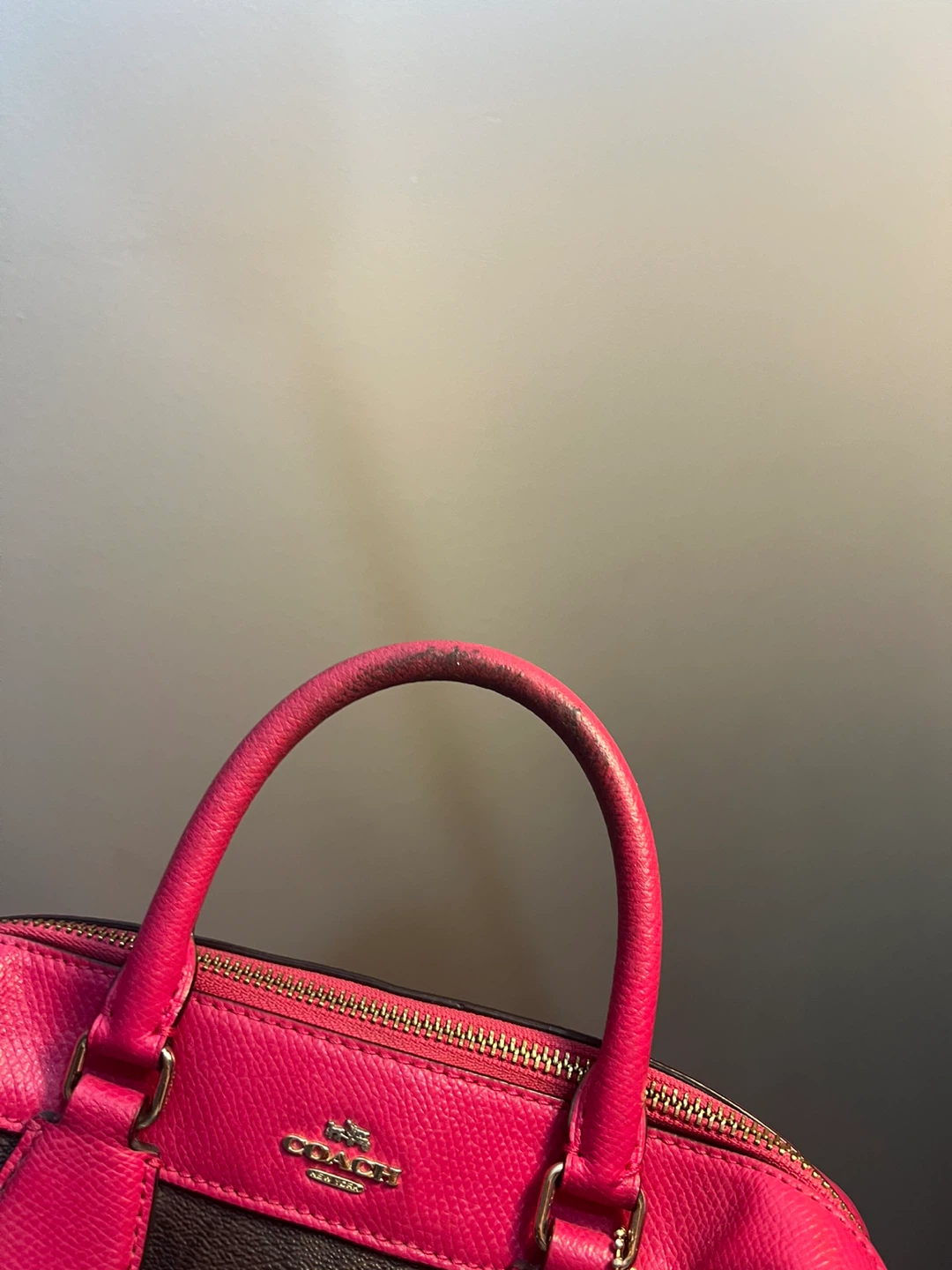 Coach Signature Print Handbag in Brown and Pink - photo 3
