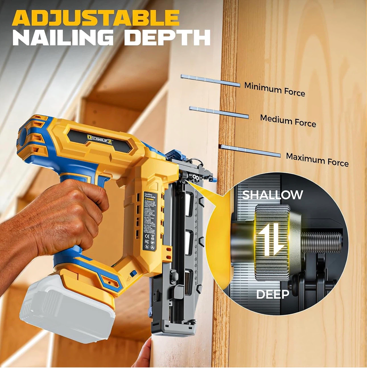 Cordless 16GA Finish Nailer Compatible with Dewalt Battery - photo 3
