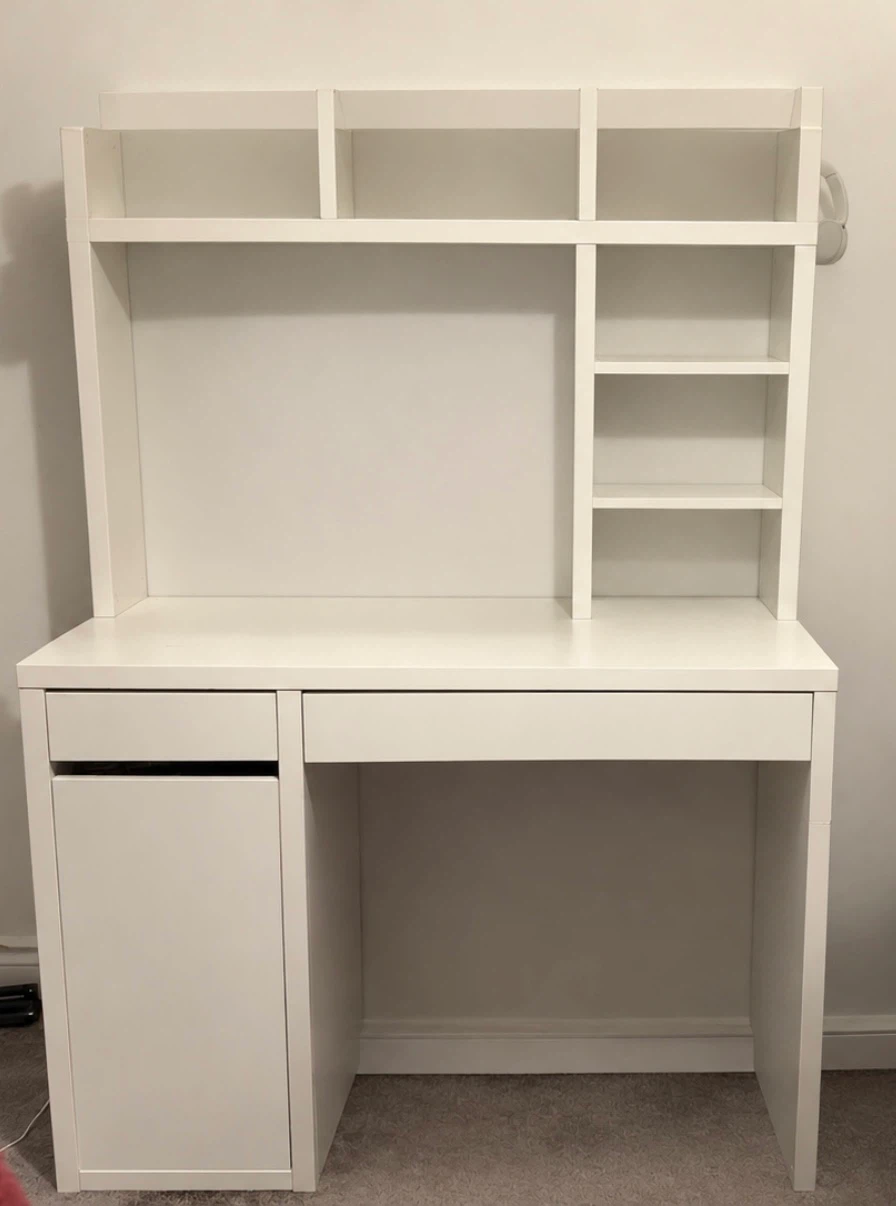 MICKE Desk with Hutch, White